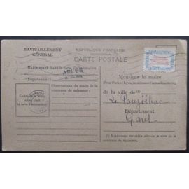 France Service N°15a Sur Carte De Ravitaillement De Arles (13) Pour Pouzilhac (Gard)