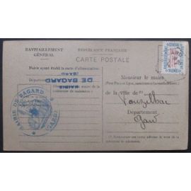 France Service N°15a Sur Carte De Ravitaillement De Bagard (Gard) Pour Pouzilhac (Gard)