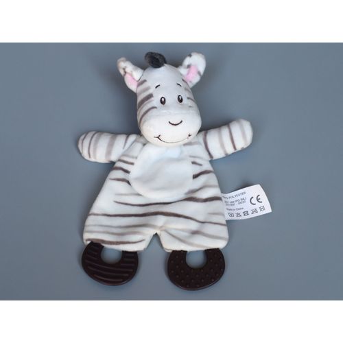 Doudou Plat Zèbre Dentition Gris Blanc Zdt Action