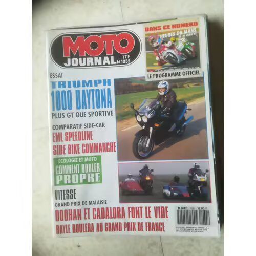 Moto Journal 1035 De 1992 Bayle,Triumph 1000 Daytona,Eml Speedline,Side Bike Commanche Fj,Guide 24h Du Mans,Mamola)