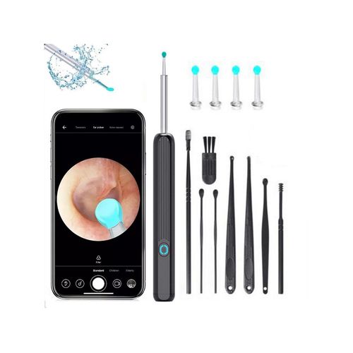 Otoscope Pour Enlever Le Cérumen, Nettoyeur D'oreille, Avec Caméra, Kit De 8 Cure-Oreilles, Noir 