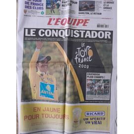 Journal L'Équipe Lundi 27 Juillet 2009 "Le Conquistador" (Alberto Contador) N°20106