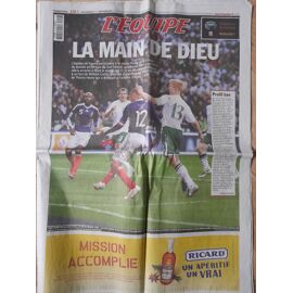 Journal L'Équipe N°20221 Jeudi 19 Novembre 2009 "La Main De Dieu" (Équipe De France, Thierry Henry)