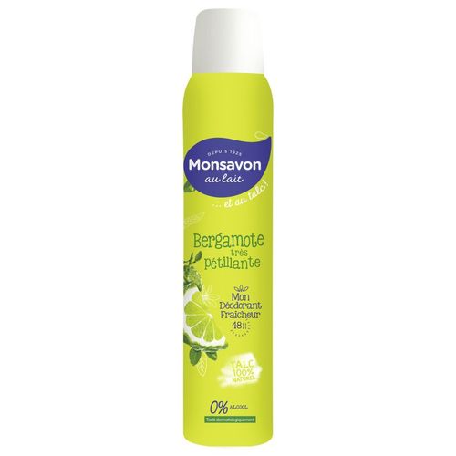 Pack De 3 - Monsavon Déodorant Femme Spray Au Talc Bergamote Très Pétillante 200ml 