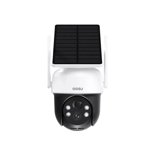 Aosu 2K Camera Surveillance WiFi Exterieure sans Fil Camera Solaire WiFi Exterieur, 3MP 360° Panoramique PTZ, Suivi Automatique, Vision Vocturne, Alarme Lumineuse et Sonore, Audio Bidirectionnel