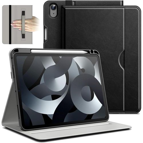 LORANKA-Coque pour iPad Air 11 Pouces M3/M2 (2025/2024), iPad Air 5/4 (2022/2020 5ème/4ème Génération), PU Cuir Folio Protecteur Housse Étui de Tablette avec Porte-Stylet & Poche (Noir)