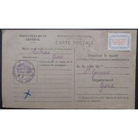 France Service N°15a Sur Carte De Ravitaillement De Sabran (Gard) Pour St Gervais (Gard)