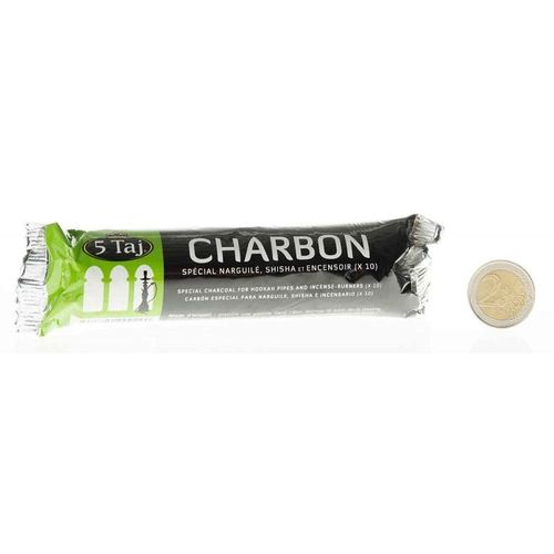 boite charbon a shisha auto-allumant , 10 rouleaux de 10 pastilles marque 5 Taj