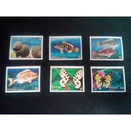 Timbre Grece Y T 1434 A 1439 Séries : Papillons, Coquillages Et Poissons 1981 ( 080108 )