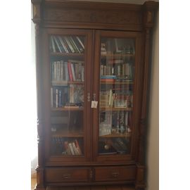 Bibliotheque Ancienne En Noyer 2 Portes Vitrees