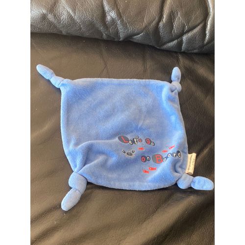 Doudou Plat Bleu Let S Go On Board Crabe Pommette 18*18cm
