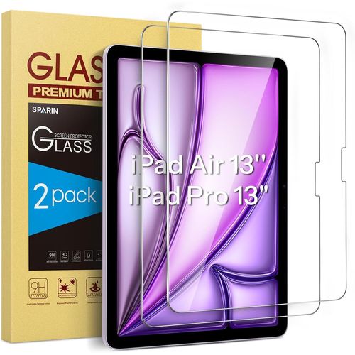 Asas-2 Pièces Protection Écran En Verre Trempé Pour Ipad Air 13 Pouces M3 2025/M2 2024/Ipad Pro 13 M4 2024,Film Vitre Protection Écran,Hd Clair Transparent,Dureté 9h Glass