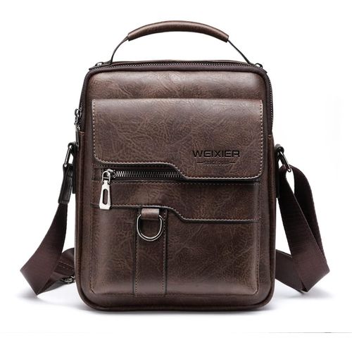 Sacoche Bandoulière Homme en Cuir Vintage Sac de Voyage Élégant pour Téléphone Travail Randonnée Loisirs et Portable Marron Foncé