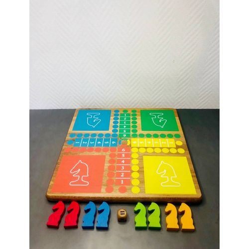 Plateau En Bois Recto Verso Jeu Des Petits Chevaux Et Jeu De Dames