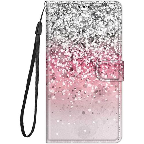 Coque Cuir Pour Huawei Y6 2018 / Honor 7a Etui A Rabat Motif Dessin Pour Filles Femmes, Portefeuille Housse Avec Case 360 Degres Silicone Antichoc Protection Cover Cuir - Rose
