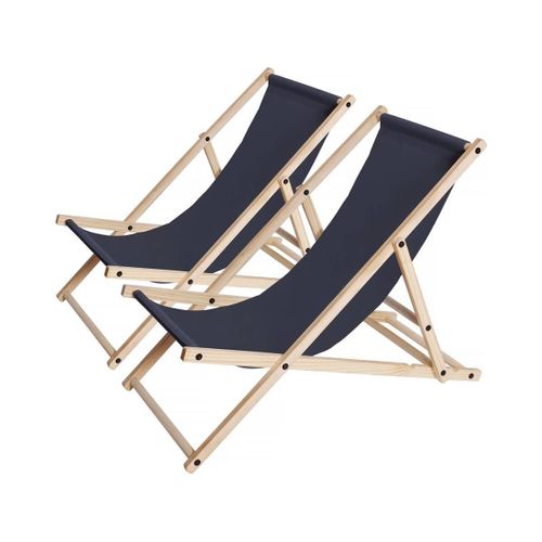 Lot De 2 Transats En Bois "Chilienne" - 107 X 56.5 X 81 Cm - Gris