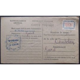 France Service N°15a Sur Carte De Ravitaillement De St Pons (Gard) Pour Chusclan (Gard)