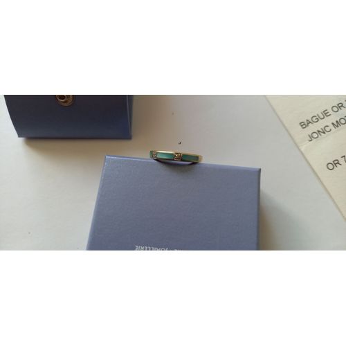 Bague Or 750°°° Et Résine Bleue - Or Gris