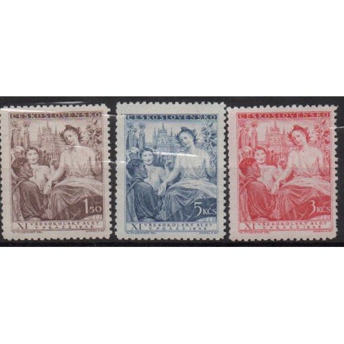 Tchécoslovaquie Timbres Congrès Des Sokol 1948
