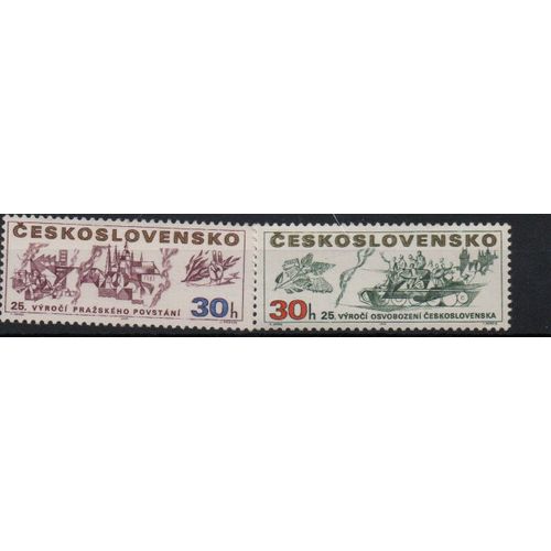 Tchécoslovaquie Timbres 25 Ème Anniversaire De La Libération 1970