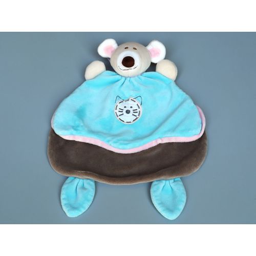 Doudou Souris Plat Bleu Beige Rose Marron Ajena