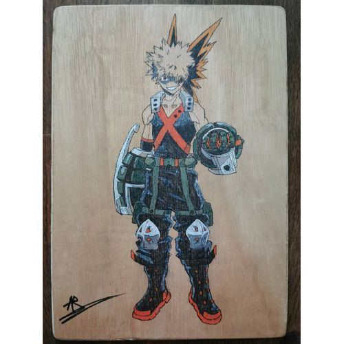 Pyrogravure Sur Bois De Bakugo De My Hero Academia Fait Main