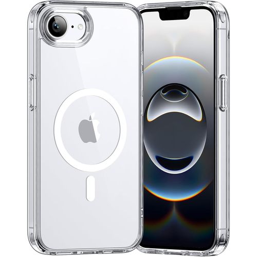 Coque Iphone 16E(2025),Compatible Avec Magsafe Recharge Sans Fil,Protection Antichoc,Anti-Jaunissement,Dos Anti Rayures Pc Magnétique Étui Housse Transparent