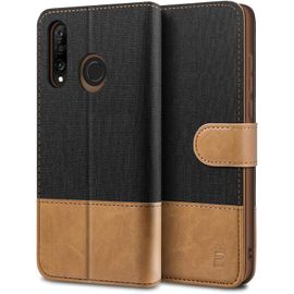 Coque Pour Huawei P30 Lite, Etui Pour Huawei P30 Lite Housse En Cuir De Protection, Portefeuille En Cuir Polyuréthane, Crochet, Pochette Pour Monnaie, Fermeture Magnétique, Noir