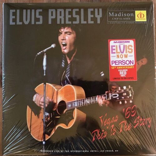 Elvis Presley Vegas 69 This Is The Story 50th Anniversary 2 Red Lps 1 Cd Étui Cartonné 24 Tracks Août 1969 Stéréo Recording Edition Limitée 200 Ex. Deluxe Sticker Madison Magical Records