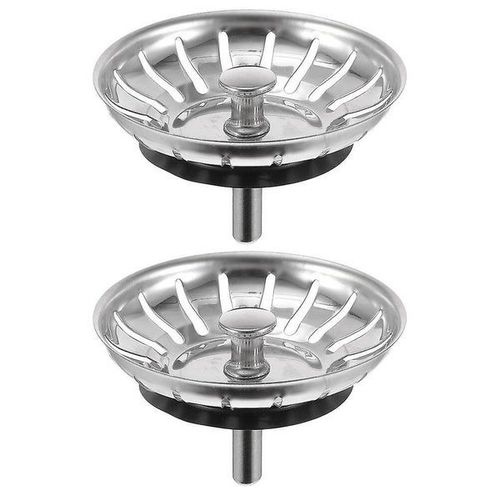 Couvercle de bonde d'évier en acier inoxydable de qualité supérieure - Lot de 2, résistant à la rouille, installation facile, convient aux lavabos de cuisine et de salle de bain