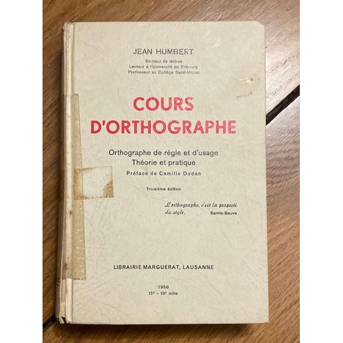 Cours D’Orthographe 1958