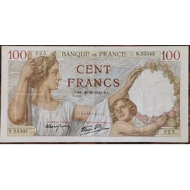 Billet 100 Francs Sully 30 = 10 = 1941 France N.25345