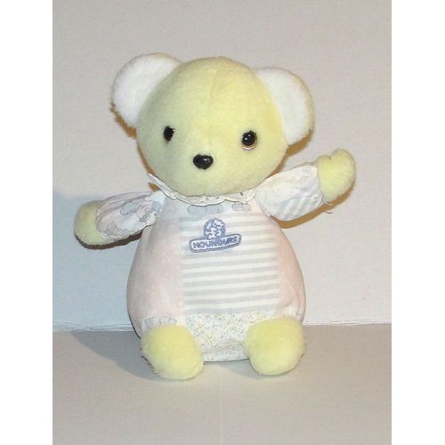 Doudou Ours Jaune Corps Tissus Peluche Nounours