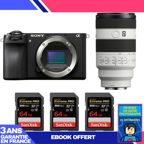Boitier Sony A6700 + FE 70-200mm f/4 Macro G OSS II + 3 SanDisk 64GB Extreme PRO UHS-II SDXC 300 MB/s + Ebook 'Devenez Un Super Photographe'