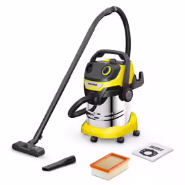 Aspirateur eau et poussières Karcher WD 5 S V-25/5/22 - cuve métal 25 l - cable 5 m - flexible d'aspiration 2,2 m - fonction soufflerie