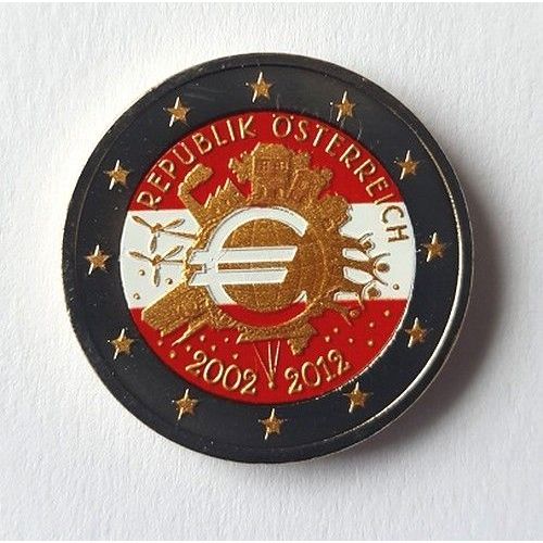 Autriche 2012 - 10 Ans De L'euro - 2 Euros Commemorative Couleur Colored Color