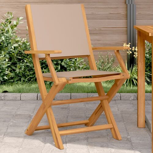 Vidaxl Chaises De Jardin Lot De 2 Taupe Bois D'acacia Massif Et Tissu