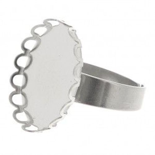 Bague Réglable Pour Cabochon Fond Plat 18x13 Mm - Acier Inoxydable