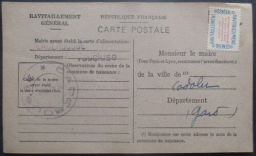 France Service N°15a Sur Carte De Ravitaillement De Caderousse (Vaucluse) Pour Codolet (Gard)