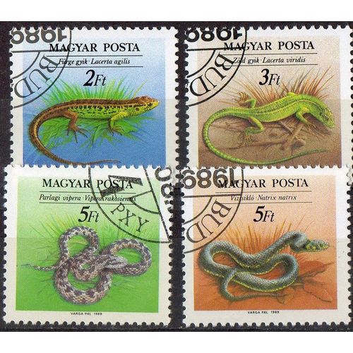 Hongrie Timbres Animaux : Les Reptiles