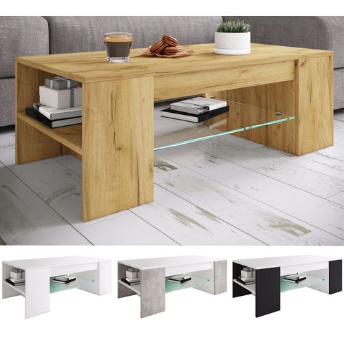 Vcm Table Basse En Bois Table De Salon Table D'appoint Tiroir Verre Tunas Table Basse En Bois Table De Salon Table D'appoint Tiroir Verre Tunas