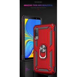 Coque Samsung Galaxy A7 2018 Avec Aimant Anneau Support, 360° Double Couche Renforcée Défense Bumper Antichoc Armure Housse Etui Avec Protection Écran Pour Samsung Galaxy A7 2018, Or Rose