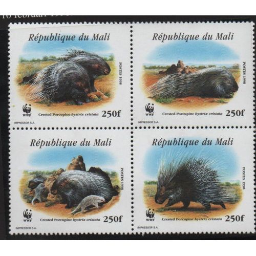 Mali Timbres Animaux : Les Porc Épics 1998