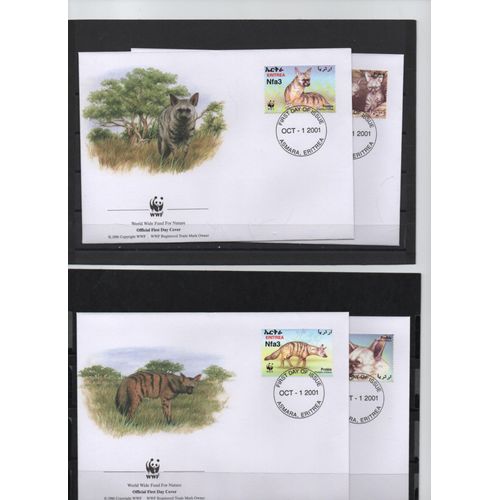 Erythrée Timbres Animaux : Les Hyènes 4 Fdc