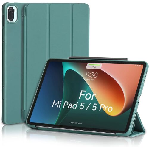 KALANKA-MuyDoux Coque pour Xiaomi Mi Pad 5/5 Pro 11 Pouces 2021, Couvercle Avant Lisse et Couverture Arrière Souple, Réveil/Veille Automatique, Tri-Fold Slim Housse Légère -Vert Minuit