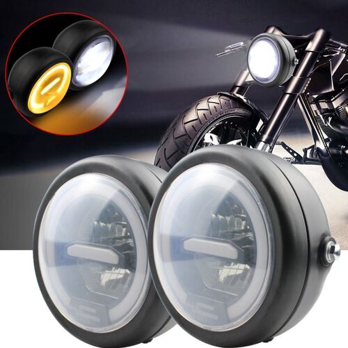 Moto 6,5 Pouces Harley Cruise Tai Led Phare Ange Blanc Halo Proche Et Lointain Phare Phare De Voiture Avec Support De Montage