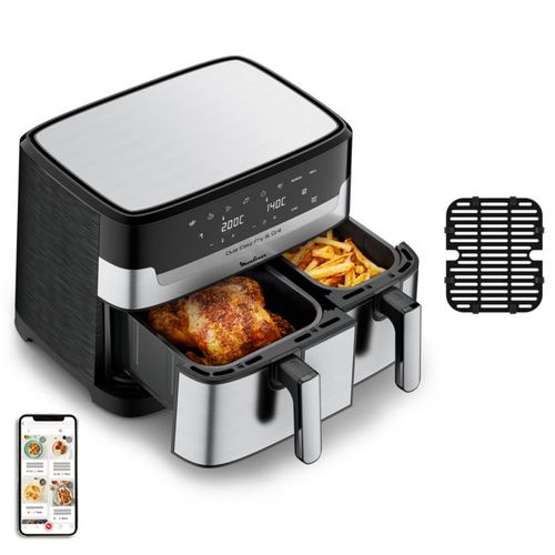 MOULINEX EZ905D20R RECONDITIONNÉ AIR FRYER DUAL EASY FRY & GRILL 8,3 L en acier