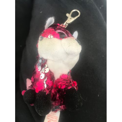 Porte Cles Peluche Chien Chiot A Paillettes - Ty - Juratoys - 9,5x8,5 Cm