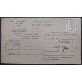 France Service N°15a Sur Carte De Ravitaillement De Caderousse (Vaucluse) Pour Codolet (Gard)
