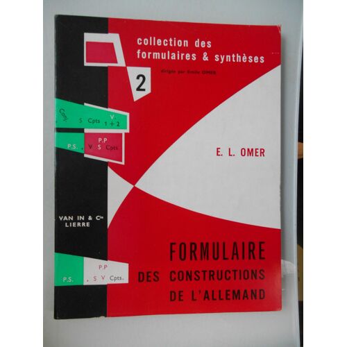 Formulaire De Construction De L'allemand De Emile Omer Collection Formulaires Et Synthèses